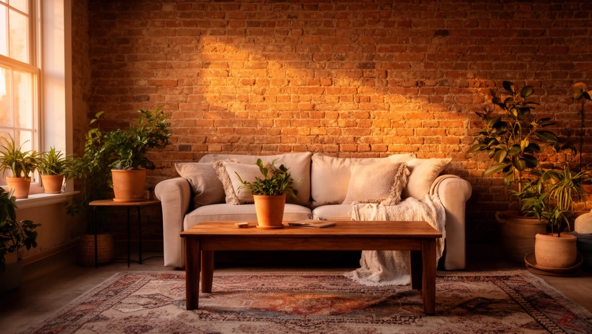 Cegła w salonie inspiracje