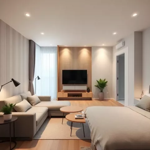 Salon z sypialnią inspiracje